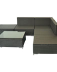 Aosom 6 Piece All Weather Deluxe Outdoor Patio Rattan Wicker Sectional Sofa Set in Cream White, image 7
