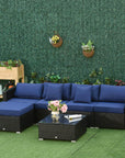Aosom 6 Piece Outdoor Patio Rattan Wicker Modular Sectional Sofa Set with Coffee Table, image 9