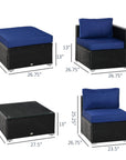 Aosom 6 Piece Outdoor Patio Rattan Wicker Modular Sectional Sofa Set with Coffee Table, image 11