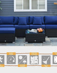 Aosom 6 Piece Outdoor Patio Rattan Wicker Modular Sectional Sofa Set with Coffee Table, image 12