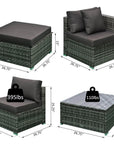 Aosom 6 Piece Outdoor Patio Rattan Wicker Modular Sectional Sofa Set with Coffee Table, image 29