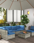 Aosom 7 Piece Outdoor Patio Rattan Wicker Modular U Shaped Sectional Sofa Set with Coffee Table, image 33