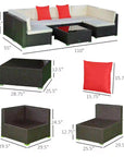 Aosom 7 Piece Outdoor Patio Rattan Wicker Modular U Shaped Sectional Sofa Set with Coffee Table, image 48
