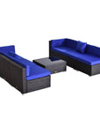 Aosom 7 Piece Outdoor Patio Rattan Wicker Modular U Shaped Sectional Sofa Set with Coffee Table, image 27