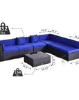 Aosom 7 Piece Outdoor Patio Rattan Wicker Modular U Shaped Sectional Sofa Set with Coffee Table, image 18