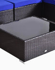 Aosom 7 Piece Outdoor Patio Rattan Wicker Modular U Shaped Sectional Sofa Set with Coffee Table, image 28