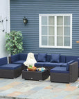 Aosom 7 Piece Outdoor Patio Rattan Wicker Modular U Shaped Sectional Sofa Set with Coffee Table, image 2