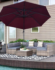 Aosom 7 Piece Outdoor Patio Rattan Wicker Modular U Shaped Sectional Sofa Set with Coffee Table, image 6
