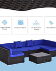 Aosom 7 Piece Outdoor Patio Rattan Wicker Modular U Shaped Sectional Sofa Set with Coffee Table, image 19