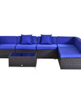 Aosom 7 Piece Outdoor Patio Rattan Wicker Modular U Shaped Sectional Sofa Set with Coffee Table, image 26