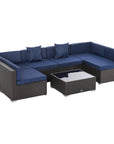 Aosom 7 Piece Outdoor Patio Rattan Wicker Modular U Shaped Sectional Sofa Set with Coffee Table, image 12
