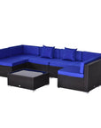 Aosom 7 Piece Outdoor Patio Rattan Wicker Modular U Shaped Sectional Sofa Set with Coffee Table, image 9