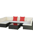 Aosom 7 Piece Outdoor Patio Rattan Wicker Modular U Shaped Sectional Sofa Set with Coffee Table, image 46