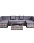 Aosom 7 Piece Outdoor Patio Rattan Wicker Modular U Shaped Sectional Sofa Set with Coffee Table, image 10