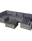 Aosom 7 Piece Outdoor Patio Rattan Wicker Modular U Shaped Sectional Sofa Set with Coffee Table, image 16