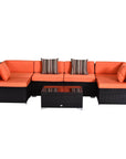 Aosom 7 Piece Outdoor Patio Rattan Wicker Modular U Shaped Sectional Sofa Set with Coffee Table, image 13