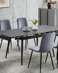 IFDC Edson 7 Piece Extendable Sintered Stone Marble Top with Black Steel Legs Dining Room Furniture Set, image 11