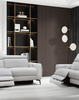 Levoluxe Lennox 2 Piece Power Reclining Sofa and Loveseat Set with Adjustable Headrests in Light Grey Leather Match, image 1