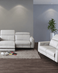 Levoluxe Lennox 2 Piece Power Reclining Sofa and Loveseat Set with Adjustable Headrests in Light Grey Leather Match, image 2