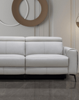 Levoluxe Lennox 2 Piece Power Reclining Sofa and Loveseat Set with Adjustable Headrests in Light Grey Leather Match, image 4