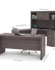 Modubox Logan U Shaped Desk with Pedestal and Hutch Bark Grey, image 5