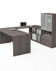 Modubox i3 Plus U shaped Desk with Frosted Glass Doors Hutch, image 4