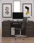 Modubox Embassy 66" Traditional Executive Desk with 2 Pedestals Dark Chocolate, image 3