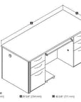 Modubox Embassy 66" Traditional Executive Desk with 2 Pedestals Dark Chocolate, image 5
