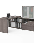 Modubox i3 Plus L shaped Desk with Frosted Glass Doors Hutch, image 3