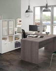 Modubox i3 Plus U shaped Desk with Frosted Glass Doors Hutch, image 3
