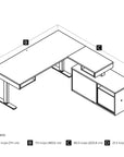 Modubox Pro Vega L Shaped Standing Desk with Credenza, image 11
