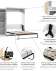 Modubox Pur 90" Queen Size Murphy Wall Bed with Storage Unit, image 9