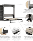 Modubox Pur 90" Queen Size Murphy Wall Bed with Storage Unit, image 40