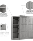 Modubox Pur 90" Queen Size Murphy Wall Bed with Storage Unit, image 42