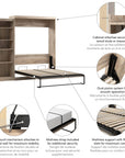 Modubox Pur 90" Queen Size Murphy Wall Bed with Storage Unit, image 25