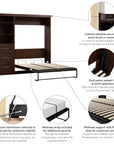 Modubox Pur Full Murphy Wall Bed and 1 Storage Unit with Drawers (84”), image 23