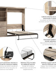 Modubox Pur Full Murphy Wall Bed and 1 Storage Unit with Drawers (84”), image 37