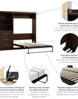 Modubox Pur Full Murphy Wall Bed and Storage Unit with Drawers (95W), image 17