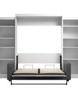 Modubox Pur Queen Murphy Wall Bed, 2 Storage Units and a Sofa (115“) in White, image 7