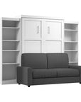 Modubox Pur Queen Murphy Wall Bed, 2 Storage Units and a Sofa (115“) in White, image 8