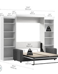 Modubox Pur Queen Murphy Wall Bed, 2 Storage Units and a Sofa (115“) in White, image 9