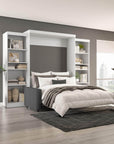 Modubox Pur Queen Murphy Wall Bed, 2 Storage Units and a Sofa (115“) in White, image 1