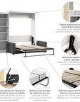 Modubox Pur Queen Murphy Wall Bed, a Storage Unit and a Sofa White, image 9