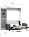 Modubox Pur Queen Murphy Wall Bed, a Storage Unit and a Sofa White, image 5