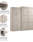 Modubox Pur Queen Murphy Wall Bed and 1 Storage Unit with Drawers (101”), image 38