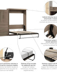 Modubox Pur Queen Murphy Wall Bed and 1 Storage Unit with Drawers (101”), image 48