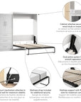 Modubox Pur Queen Murphy Wall Bed and 1 Storage Unit with Drawers (101”), image 7