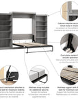 Modubox Pur Queen Murphy Wall Bed and 2 Storage Units (136”), image 42