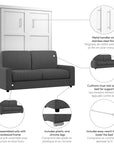 Modubox Pur Queen Murphy Wall Bed and a Sofa in White, image 8