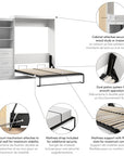 Modubox Pur Queen Murphy Wall Bed and Storage Unit with Drawers (90W), image 25
